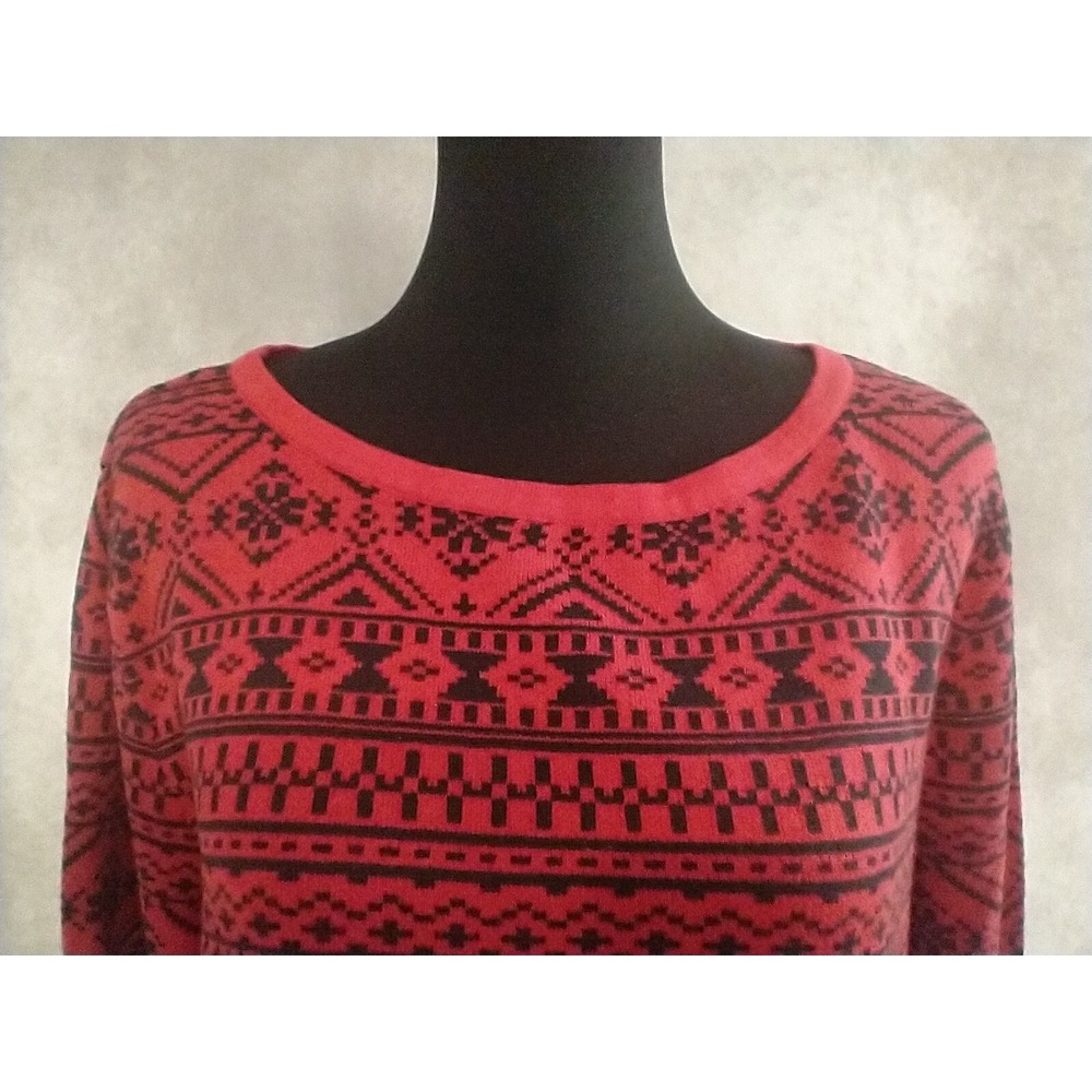 Karen Scott Sweater Womens XXL Pullover Red & Black Nordic‎ Style Winter Holiday